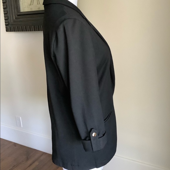 Black cuffed sleeve lapel blazer - Picture 6 of 15